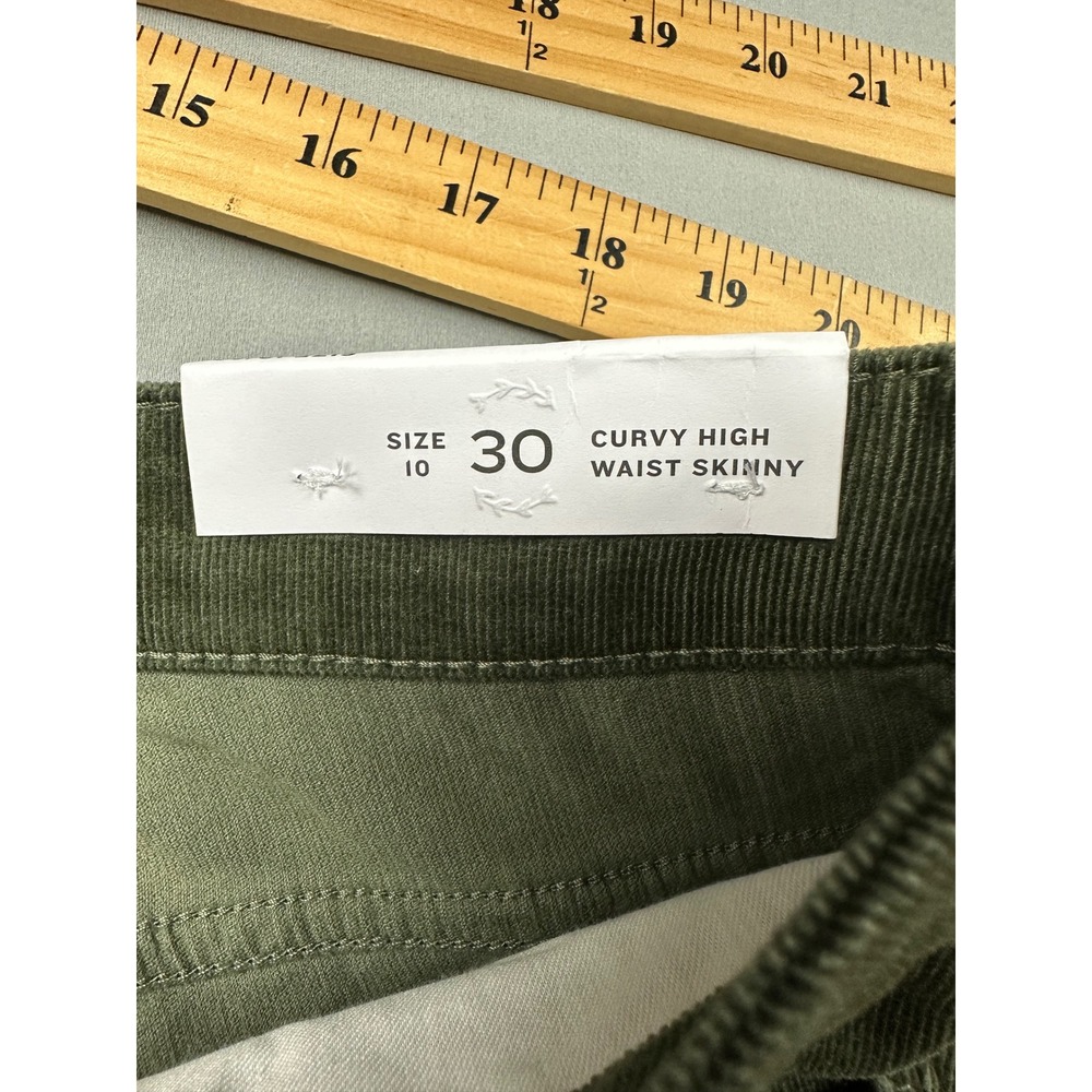 LOFT Curvy High Waist Skinny Corduroy Pants Olive Green Size 30 10 NEW - Picture 5 of 11
